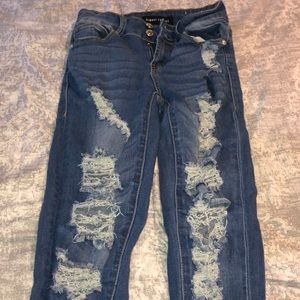 rue 21 dark blue ripped jeans.